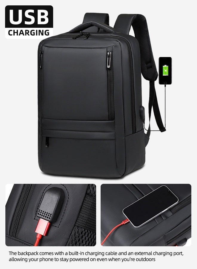 FANGFANGOTD Laptop Backpack 15.6 Inch Waterproof Travel Backpack for Men and Women Lightweight Durable Backpack with USB Charging Port Large Capacity Laptop Bag for Work School and Travel Business Computer Backpack Backpack for Men Travelling Daily Use - Image 3